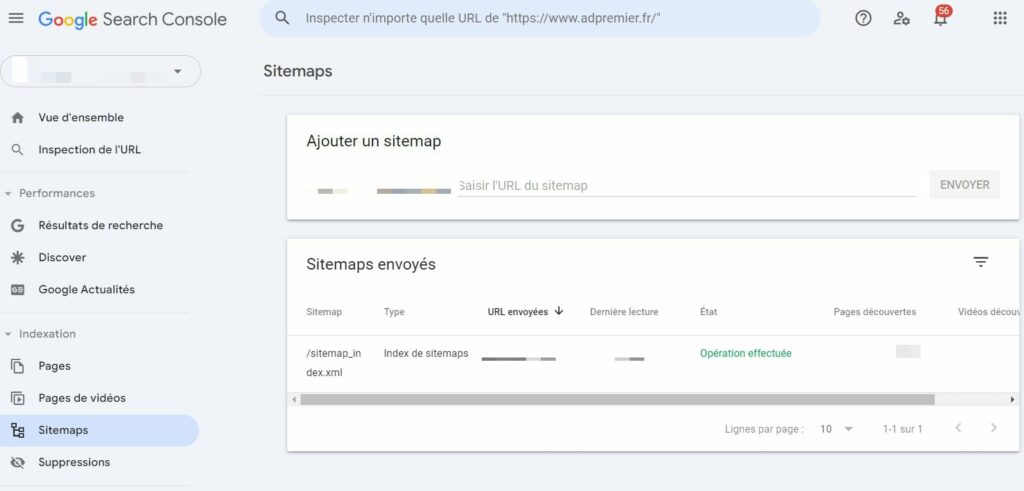 sitemap dans la search console