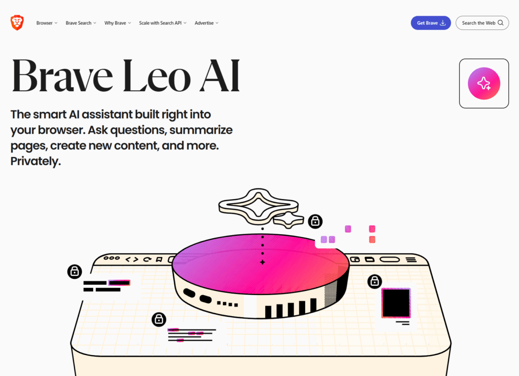 Fonctionnalités du navigateur Brave Leo AI Assistant 2025